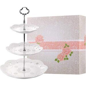 3 Tier Cupcake Stand Porcelain Dessert Cake Stand Wedding Tea Party Birthday